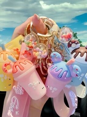 Milkshake Silicone Bag Charm (Blue) NEW